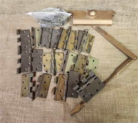 Assorted Retro Hinges and Closers w/ Hardware