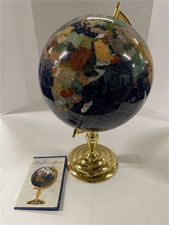 Beautiful and Heavy 13" Globe Made w/ Gemstones