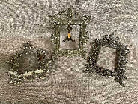 Three Antique Cast Frames, two are missing parts - 11" tall