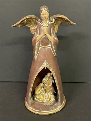 Sculpture of Angel Protecting the Nativity, 14" tall