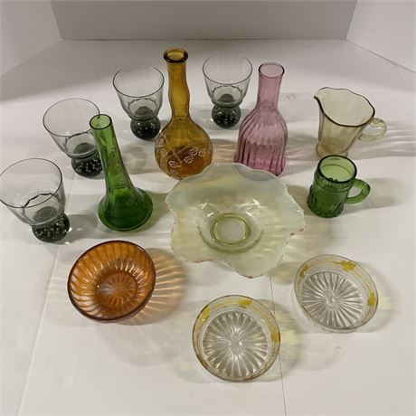 Assorted Vintage Colored Glass