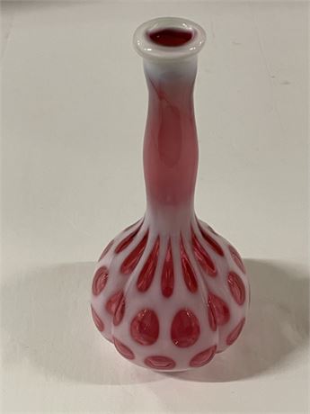 Vintage Coin Glass Bud Vase, 9" tall