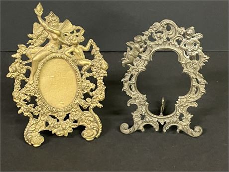 Ornate Antique Cast Standing Frame Pair - 10" tall