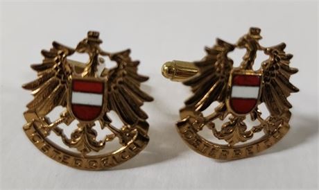 Antique Osterreich Austrian Flag and Crest Cuff Links