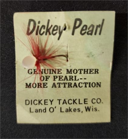 Rare Vintage 'Dickey Pearl' Mother Of Pearl Nymph Fishing Lure, On Original Card