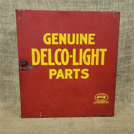 Vintage Metal Wall Mount Delco Light Parts Cabinet, 26x6x24