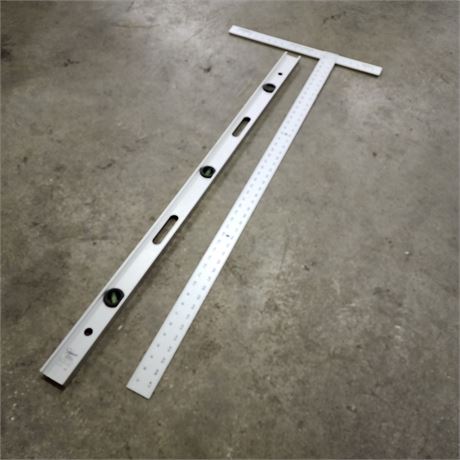 Johnson 48" Sheet Rock Square with Johnson 48" Level