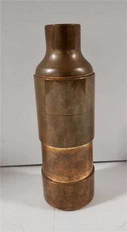 Vintage Military Trench Art Heavy Copper Bottle, 9" tall