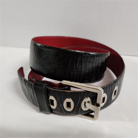 Vintage Crinkle Patent Leather Belt, Size 36