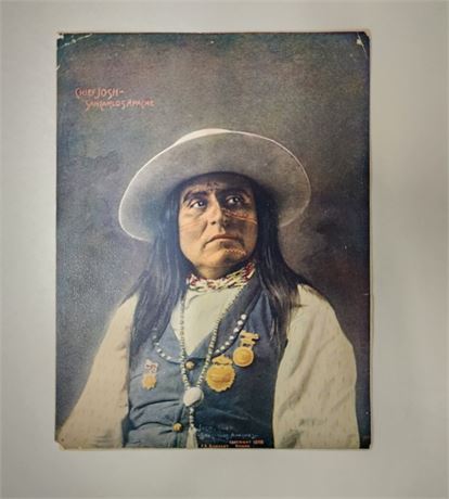 "Chief Josh" Vintage 1900's F.A. Rinehart Tinted Photo Print - 6x8