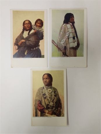 Vintage RA Rinehart Tinted Photo Print Post Card Trio