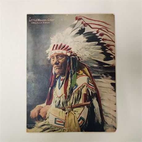 "Chief LittleWound" Vintage 1900's F.A. Rinehart Tinted Photo Print - 6x8