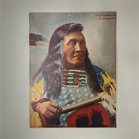 "Chief Louison" Vintage 1900's F.A. Rinehart Tinted Photo Print - 6x8