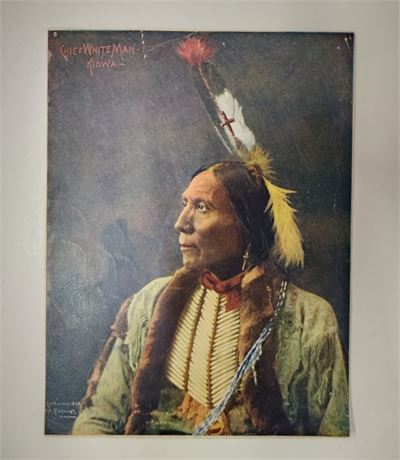 "Chief Whiteman" Vintage 1900's F.A. Rinehart Tinted Photo Print - 6x8