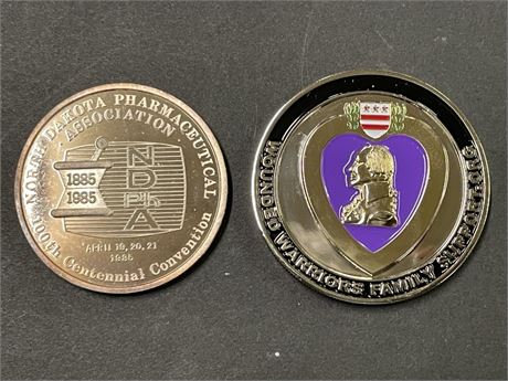 Challenge Coin Pair, Wounded Warriors and Centennial Pharmaceutical