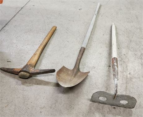 Pick, Shovel, Mortar Hoe