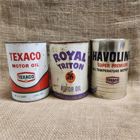 Vintage Oil Can Trio, All Full