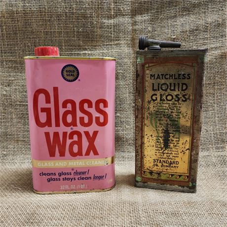 Vintage Glass Wax and Gloss Cans w/ Some Product