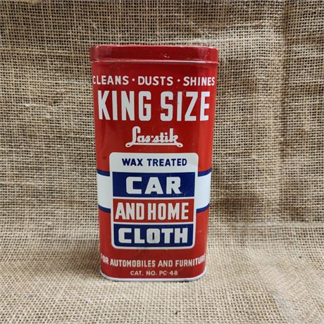 Vintage Lasstik Dust Cloth Tins w/ Cloth