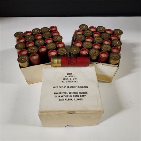 Vintage Winchester 10 Gauge 3-1/2"-#3 Buck Shot Shells...50pc