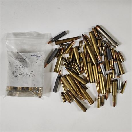 Assorted Caliber Live Ammo & 308 Blanks...83pc