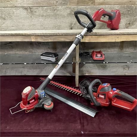 Cordless Toro Line Trimmer & Hose Trimmer Pair w/ Charger and Battery