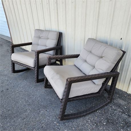 2 Rocking Patio Chairs w/ Cushions