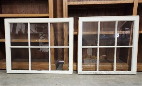 Vintage Wood Frame Windows - Some Damage - 34x27/28x28