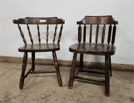 Vintage Wood Chair Pair