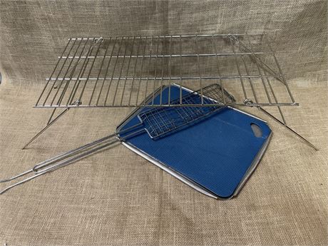 Outdoor Cooking Grill/Basket/Pan/Cutting Board