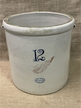 Vintage #12 Red Wing Crock (has a crack) 16⬆️x17 Diameter