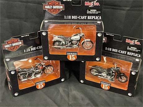 NIB Harley Davidson Die Cast Replica Motorcycles Trio