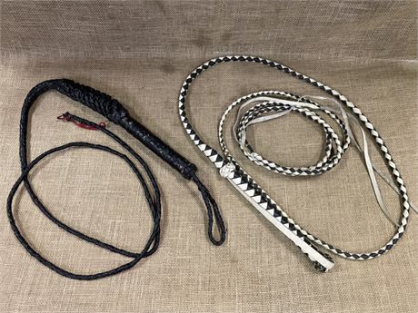 Braided Leather Whip Pair - 103" & 165"