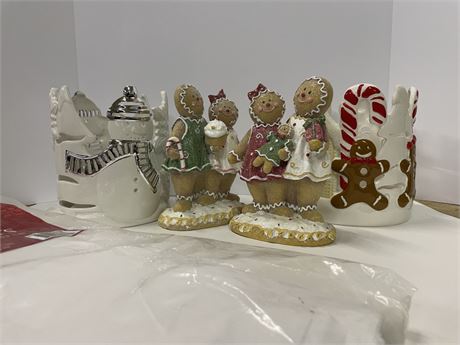 Collectible Christmas Cookie Jars & Gingerbread Statues