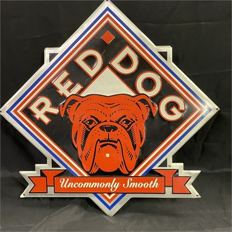 Vintage Metal Red Dog Beer Sign - 23x23