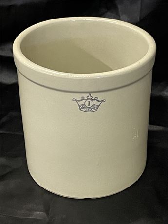 Vintage Blue Crown R.R.P. USA One Gallon Crock