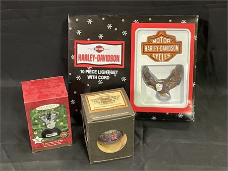 NIB Harley Davidson Christmas Light & Ornaments