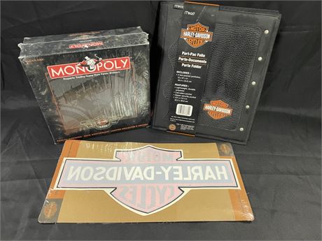 NIB Harley Davidson Notebook/Sticker/Monopoly Game