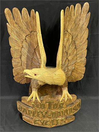 Harley Davidson Carved Wood Eagle Statue...20" Tall