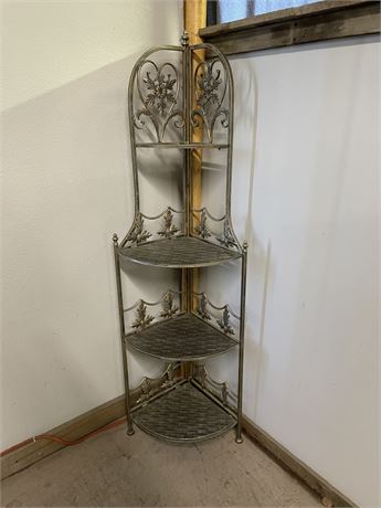 Ornate Metal Corner Shelving Rack - 14x62