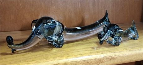 Pair of Blown Glass Miniature Dachshund Dogs