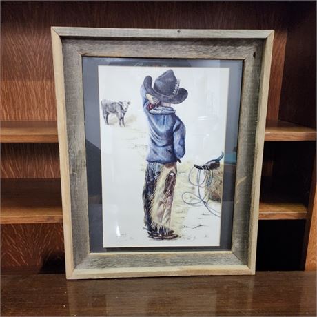 Regina Brumley "Cowboy" Signed & Numbered 21/100 Framed Print - 17x22