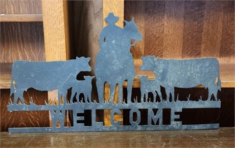 Metal Western Welcome Sign Wall Decor - 23x12