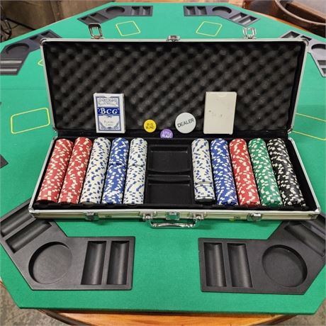 4'x4' Table Top Poker Set w/ Chips & Travel Carry Case