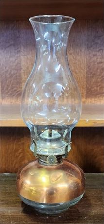 Vintage Copper & Glass Oil Lamp - 13"⬆️