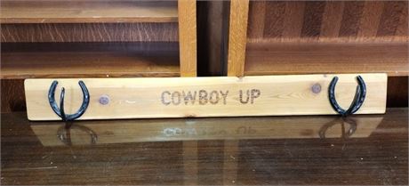 Cowboy Up Horse Shoe Coat Rack - 4'➡️.