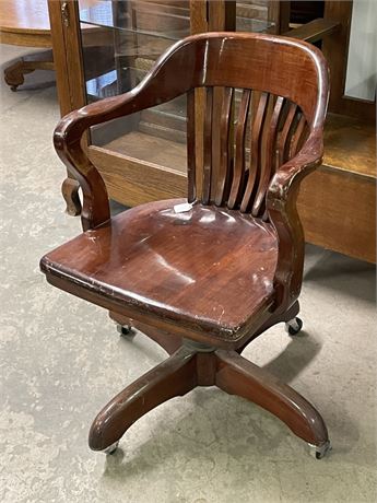 Antique Wood Rolling Office Chair