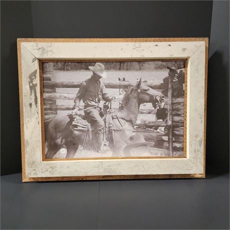 MT Artist Wood Frame Cowboy Vintage Print Repro - 24x18