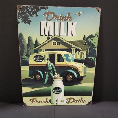 MT Artist Metal Drink Milk Repro Sign - 12x16