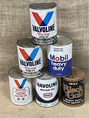 Assorted Vintage Oil Cans - Full